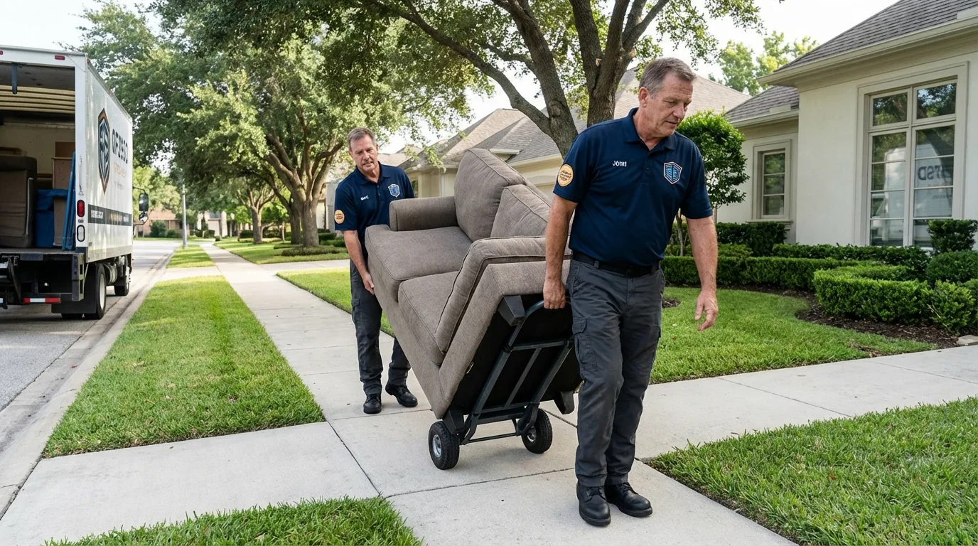 Local residential moving crew loading furniture in Waverly, IA